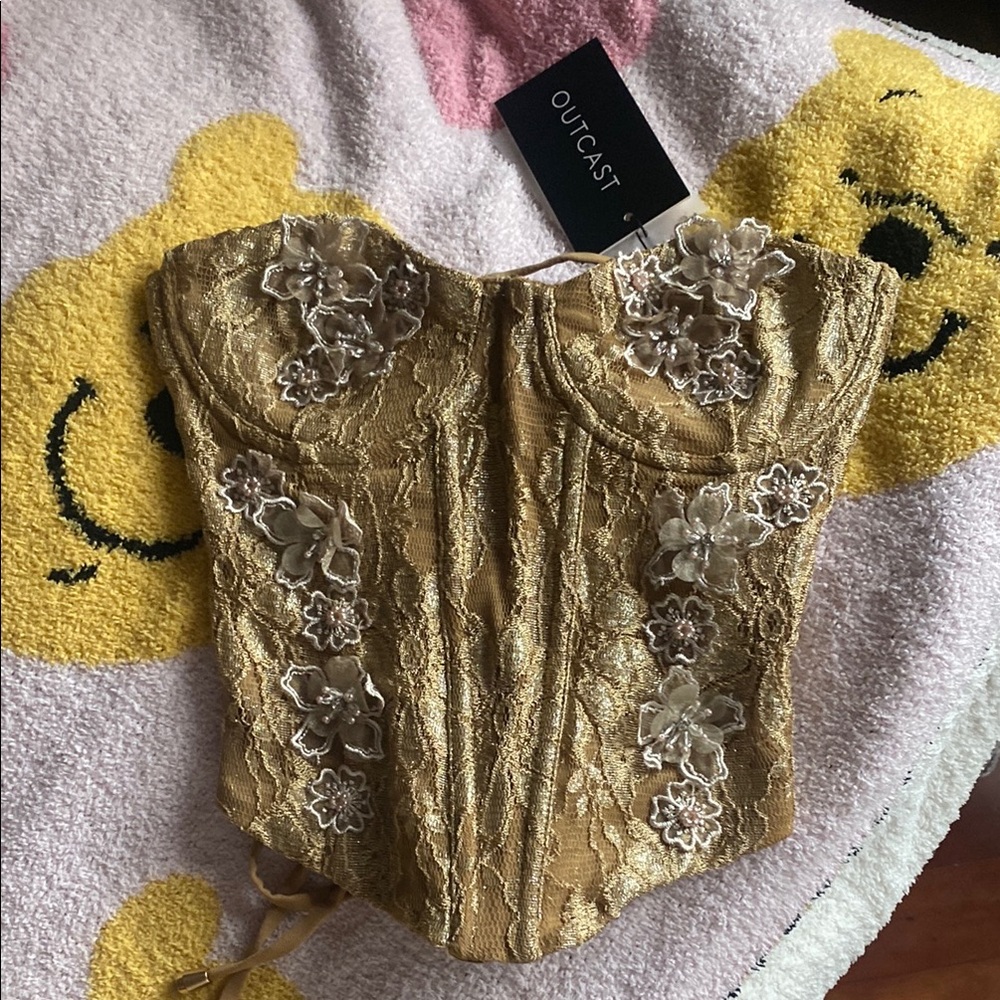 NWT OUTCAST MESMA CORSET GOLD
